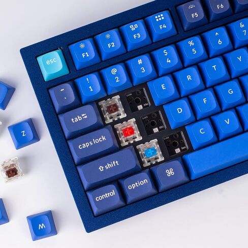 Keychron Q3 إصدار مقبض التبديل السلكي RGB ذو الإضاءة الخلفية باللون البني - الأزرق الداكن - A in Kuwait