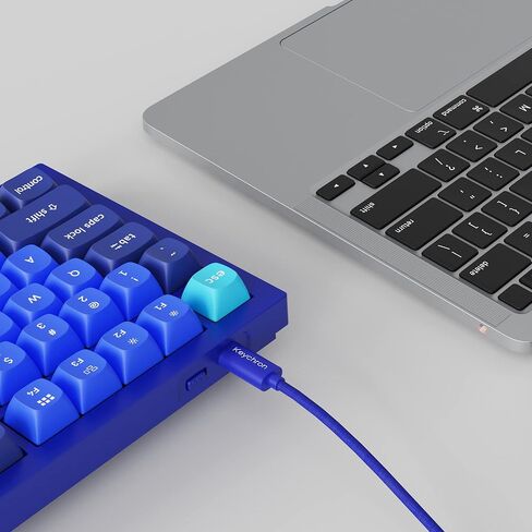 Keychron Q3 إصدار مقبض التبديل السلكي RGB ذو الإضاءة الخلفية باللون البني - الأزرق الداكن - A in Kuwait