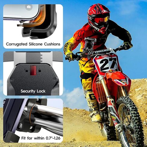Motorcycle Phone Mount, Sport Bike Phone Holder Handlebar Compatible with 4.7''-6.8'' Cell Phone with Thick Case Phone Holder for iphone 15 14 13 12 11 Pro Max Samsung Anti-Shake Anti-Slid in Saudi Arabia