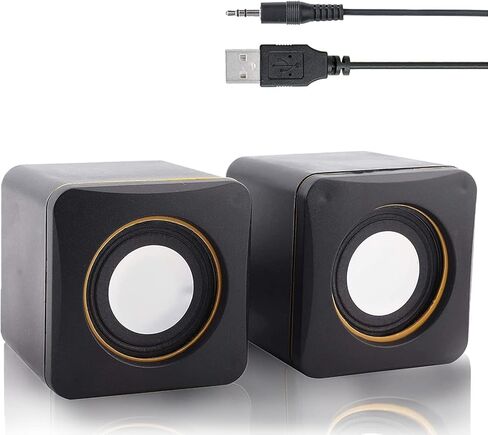 مكبرات صوت Yoidesu Mini Desktop مكبرات صوت ستيريو USB للكمبيوتر، مدمجة وخفيفة الوزن، نظام صوت صغير محمول للغاية، مناسب للكمبيوتر الشخصي، MP3، MP4، in Kuwait