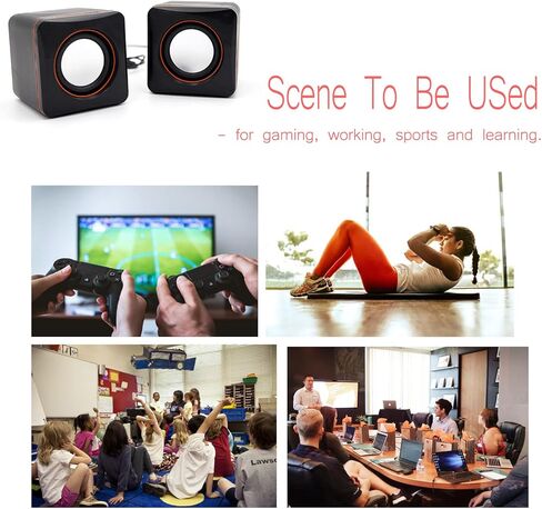 مكبرات صوت Yoidesu Mini Desktop مكبرات صوت ستيريو USB للكمبيوتر، مدمجة وخفيفة الوزن، نظام صوت صغير محمول للغاية، مناسب للكمبيوتر الشخصي، MP3، MP4، in Kuwait