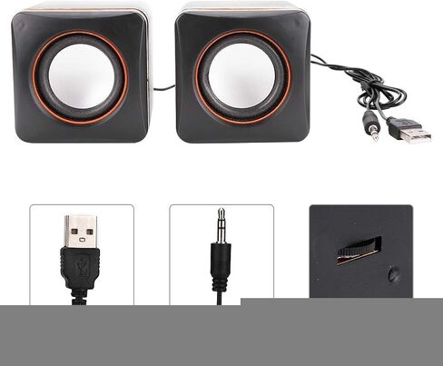 مكبرات صوت Yoidesu Mini Desktop مكبرات صوت ستيريو USB للكمبيوتر، مدمجة وخفيفة الوزن، نظام صوت صغير محمول للغاية، مناسب للكمبيوتر الشخصي، MP3، MP4، in Kuwait