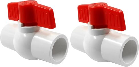 2 PCS 3/4 inch PVC Ball Valve Slip - Compact T-Handle Water Shut-Off Valves - Ideal for Aquariums, Swimming Pool Equipment, Irrigation, Water Treatment in Kuwait