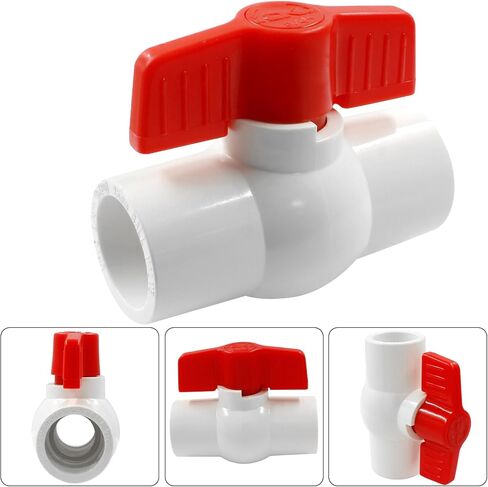 2 قطعة صمام كروي PVC مقاس 3/4 بوصة - صمامات إغلاق المياه بمقبض على شكل حرف T - مثالية لأحواض السمك ومعدات حمامات السباحة والري ومعالجة المياه in Kuwait