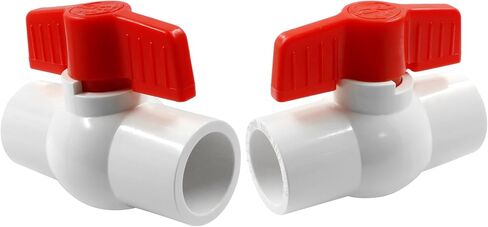 2 PCS 3/4 inch PVC Ball Valve Slip - Compact T-Handle Water Shut-Off Valves - Ideal for Aquariums, Swimming Pool Equipment, Irrigation, Water Treatment in Kuwait