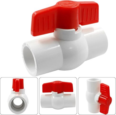 2 PCS 3/4 inch PVC Ball Valve Slip - Compact T-Handle Water Shut-Off Valves - Ideal for Aquariums, Swimming Pool Equipment, Irrigation, Water Treatment in Kuwait