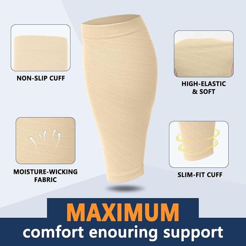 3 Pairs Calf Compression Sleeves for Women Men, Leg Compression Sleeve Calf Brace for Support Running Shin Splints in Saudi Arabia