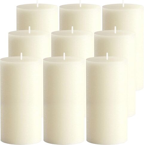 MTLEE 9 Pack Pillar Candles 3 x 6 Inch Smokeless and Dripless Large Candles Pillar Hand Poured Long Clean Burning Unscented Pillar Candles Set for Wedding Dinner and Home Decor (Ivory) in Saudi Arabia