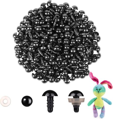 MUCUNNIA 200pcs 10mm عيون السلامة لأميجورومي مع غسالات عيون السلامة البلاستيكية السوداء لحرف الكروشيه عيون السلامة DIY بها بنفسك زينة عيد الهالوين الكروشيه الحيوانات المحشوة صياغة in Kuwait