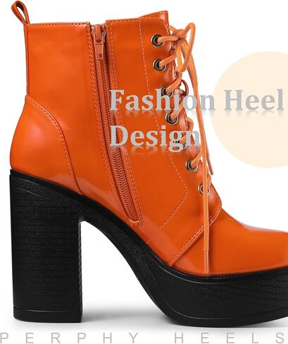 Perphy Platform Lace Up Chunky Heel Western Combat Boots for Women in Saudi Arabia