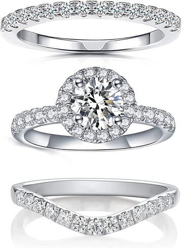 1 Moissanite Rings for Women, D Color VVS1 Clarity Brilliant Round Cut Solitaire Lab Created Diamond Moissanite Ring Rhodium Plated Solid S925 Sterling Silver in Saudi Arabia