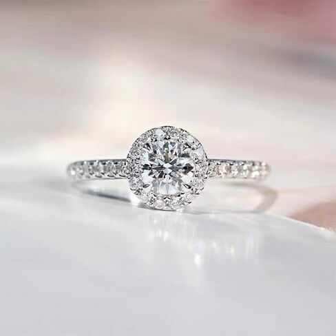 1 Moissanite Rings for Women, D Color VVS1 Clarity Brilliant Round Cut Solitaire Lab Created Diamond Moissanite Ring Rhodium Plated Solid S925 Sterling Silver in Saudi Arabia