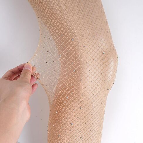 Sparkly Fishnets Tights for Women High Waist Rhinestone Fishnet Stockings Sexy Party Pantyhose in Saudi Arabia