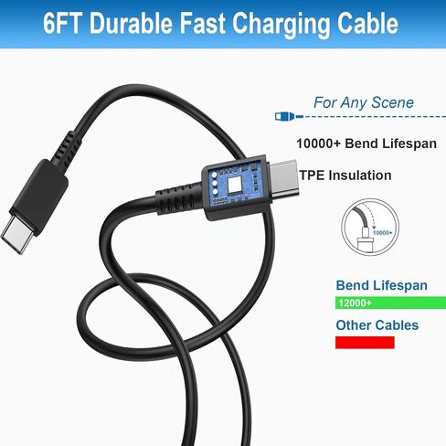 USB C Charger, 45W Super Fast Charging Wall Charger for Samsung Galaxy S23 S22 Ultra/S22+/S22/Note 10/Note 10+/Note 20/S20/S21, 45 Watt USB C Charger with 6ft Type C Fast Charging Cable (2-Pack) in Saudi Arabia