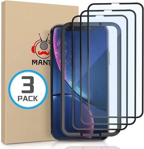 واقي شاشة MANTO متوافق مع iPhone 11 وiPhone XR 6.1 بوصة طبقة من الزجاج المقوى بتغطية كاملة، لمسة ثلاثية الأبعاد، مضاد لبصمات الأصابع، 3 عبوات in Kuwait