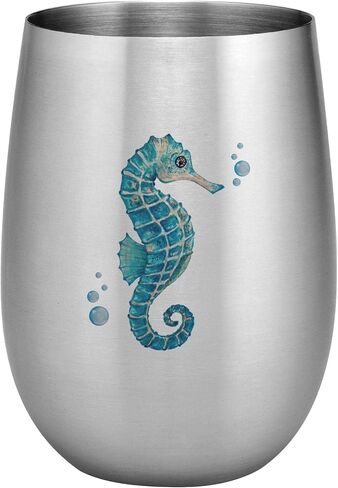 UPware 18/8 Stainless Steel 15 oz. Full Color Printed Stemless Wine Glass, Unbreakable and Shatterproof Metal, for Wine and Beverage (Palm Trees) in Saudi Arabia