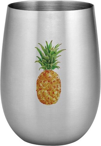 UPware 18/8 Stainless Steel 15 oz. Full Color Printed Stemless Wine Glass, Unbreakable and Shatterproof Metal, for Wine and Beverage (Palm Trees) in Kuwait