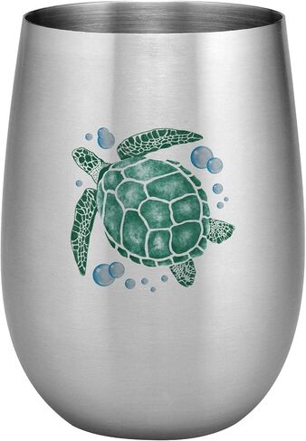 UPware 18/8 Stainless Steel 15 oz. Full Color Printed Stemless Wine Glass, Unbreakable and Shatterproof Metal, for Wine and Beverage (Palm Trees) in Saudi Arabia