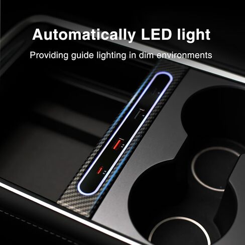 for Tesla USB Hub with 2021 2022 2023 Model 3/Y Car USB Charger Multi Port Interior Accessories Fit for Tesla Center Console Docking Station(Tricolor LED) in Saudi Arabia