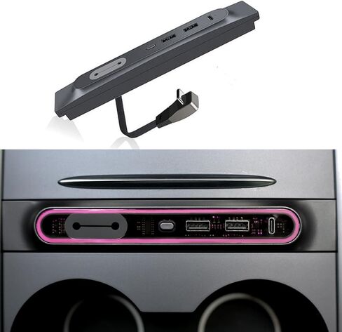 for Tesla USB Hub with 2021 2022 2023 Model 3/Y Car USB Charger Multi Port Interior Accessories Fit for Tesla Center Console Docking Station(Tricolor LED) in Saudi Arabia