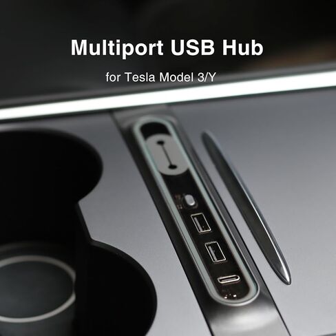 for Tesla USB Hub with 2021 2022 2023 Model 3/Y Car USB Charger Multi Port Interior Accessories Fit for Tesla Center Console Docking Station(Tricolor LED) in Saudi Arabia