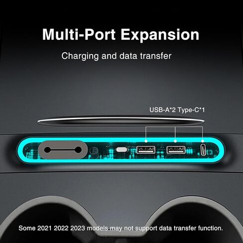 for Tesla USB Hub with 2021 2022 2023 Model 3/Y Car USB Charger Multi Port Interior Accessories Fit for Tesla Center Console Docking Station(Tricolor LED) in Saudi Arabia