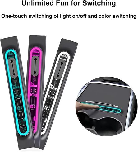 for Tesla USB Hub with 2021 2022 2023 Model 3/Y Car USB Charger Multi Port Interior Accessories Fit for Tesla Center Console Docking Station(Tricolor LED) in Saudi Arabia