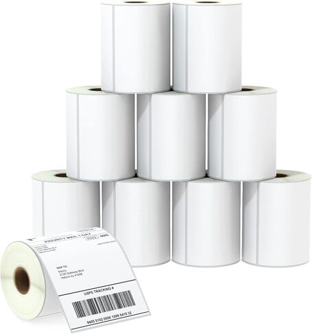 BETCKEY - 4" x 6" (102 mm x 152 mm) Shipping Labels Compatible with Zebra & Rollo Label Printer(not for dymo 4XL), Premium Adhesive & Perforated [10 Rolls, 2500 Labels] in Saudi Arabia