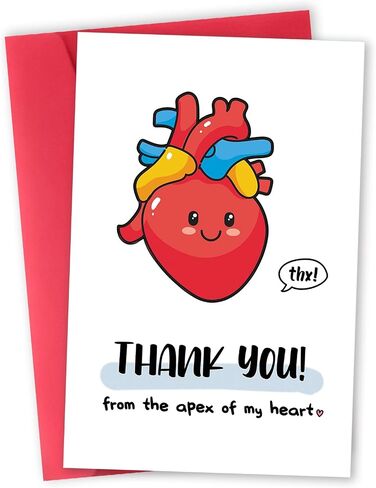 Cute Thank You Card for Heart Surgeon, Funny Thank you Gift for Women Men, Appreciation Card for Doctor Nurse Medical Staff, Thank You from the Apex of My Heart in Saudi Arabia