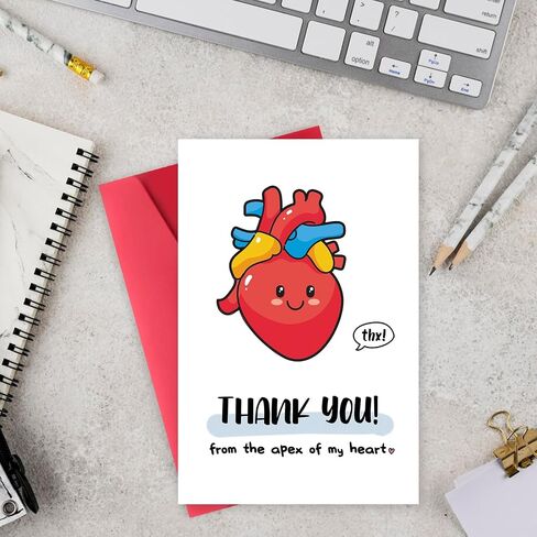 Cute Thank You Card for Heart Surgeon, Funny Thank you Gift for Women Men, Appreciation Card for Doctor Nurse Medical Staff, Thank You from the Apex of My Heart in Saudi Arabia