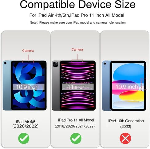 واقي شاشة مضاد للضوء الأزرق لجهاز iPad Air 5th/4th Gen (2022/2020 10.9 بوصة وiPad Pro 11 بوصة (2022/2021/2020/2018) مع واقي عدسة الكاميرا in Kuwait