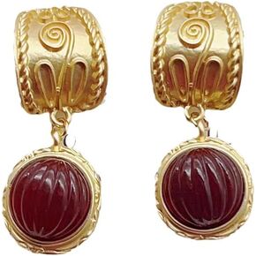 Luxury Court Earrings for Women Designer Classical Pattern Stud Earrings Fashion S925 Silver Needle Red Crystal Drop Earings