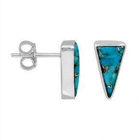 Copper Turquoise Stud Earrings For Women, Sterling Silver Earrings For Women, Fancy Earrings For Women Silver
