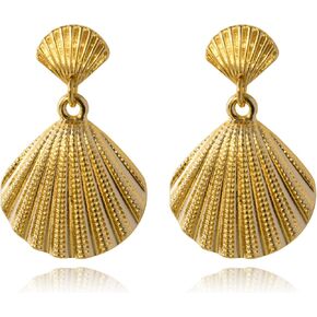 Conch Starfish Seashell Earrings Gold Stud Earrings for Women Boho Ocean Scallop Shell Earrings Gold Earrings Summer Beach Jewelry Gifts