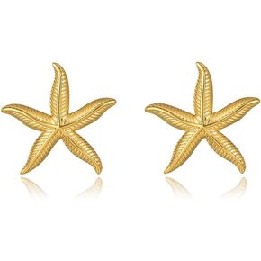 Conch Starfish Seashell Earrings Gold Stud Earrings for Women Boho Ocean Scallop Shell Earrings Gold Earrings Summer Beach Jewelry Gifts in Kuwait