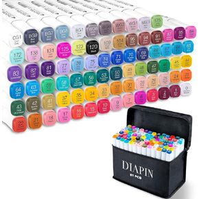 Alcohol Markers, 80+1 Colors Markers Set, Dual Tips Permanent Art Markers for Kids, Highlighter Pen Sketch Markers,for Adult Coloring, Marker Blender