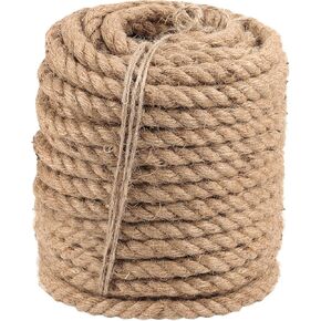 32.8 Feet x 1 Inch Manila Rope, 10m x 26mm Nautical Rope, Natural 4 Strand Twisted Jute Rope, Thick Heavy Duty Hemp Rope for Craft DIY Decorative, Boat