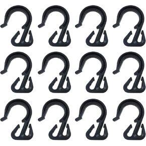 12pcs 54x40mm Elastic Rope Hook Black Color Bungee Cord Hooks Reducing Drag and Vibration for Bungee Net, Cargo Net, Truck Net, Garage and General Outdoor Equipment