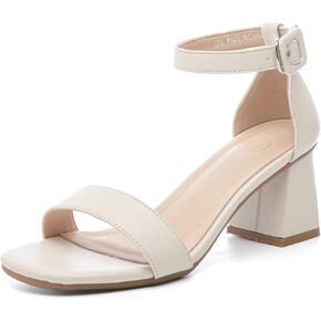 DADAWEN Women's Open Toe Ankle Strap Low Block Chunky Heels Sandals Bridesmaid Wedding Bridal Party Evening Homecoming Prom Dress Pump Shoes