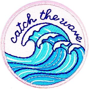 Catch The Wave Sea Beach Patch Funny Slogan Joke Rockabilly Embroidered Biker Patch Biker Iron on/Sew on Patch