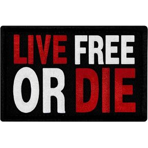 Live Free Or Die Patch Embroidered Biker Badge Morale Applique Fastener Hook & Loop Emblem