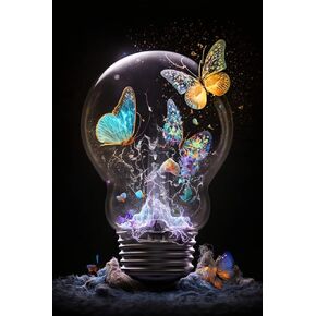 RMSGOZO Purple Butterfly Diamond Painting Kits Flower Animal Diamond Painting - Full Round Diamond Crystal Art Kits for Adult Beginners, for Wall Decor & Florist Decor (8 X 12 Inch)