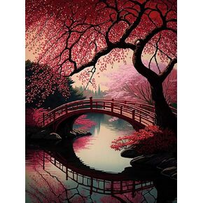 QAZWSX Cherry Blossom Tree Diamond Painting Kits View Diamond Painting - Full Round Diamond Crystal Art Kits for Adults and Kids, for Wall Decor & Study Decor Gifts (12 X 16 Inch)