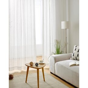 Lace Curtain Panel(Single), Crochet Drapes, Rod-pocket, White (54Wx108L)