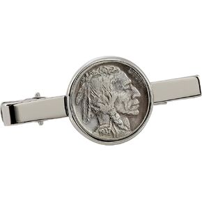 American Coin Treasures Buffalo Nickel Silvertone Coin Tie Clip