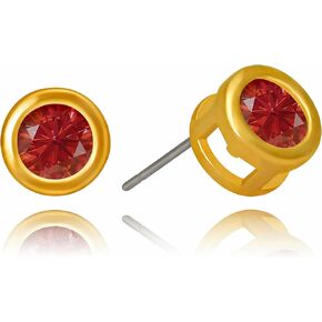 LIFETIME JEWELRY Cubic Zirconia Button Birthstone Stud Earrings 24k Gold Plated