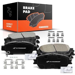A-Premium Front and Rear Ceramic Disc Brake Pads Set Compatible with Select Toyota Models - Sienna 2004 2005 2006 2007 2008 2009 2010, with Hardware, 8 Pcs
