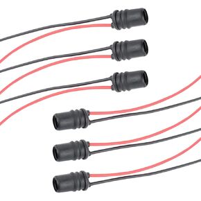 Pack-6 Car T10 Bulb Socket, Instrument Bulb Extension Harness Connector with 4.33" Wire Harness, W5W 194 Bulb Pre-Wired Round Rubber Plug 12961 Lamp Holder, Universal for Cars (Black & Red)