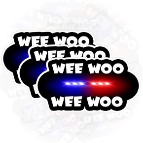 (3PCS) Wee Woo Police Sticker Funny Police Officer Stickers Cop Police Humor Gift Die-Cut Waterproof Vinyl Sticker for Toolbox Hard Hat Water Bottle Phone Case Laptop Cars (3 inches)