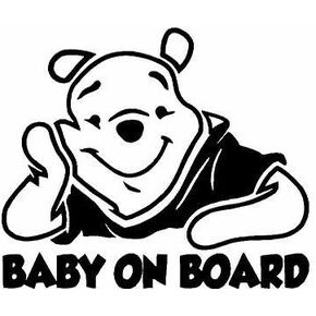 Baby on Board Winnie De Pooh Baby Decal Sticker Vinyl for Car Windows (5.5" inches (Black))